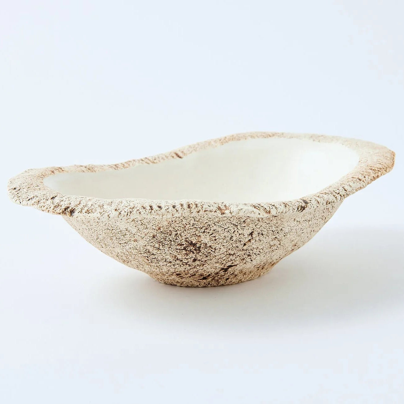 Hakuwa white oval bowl made from Japanese semi-porcelain and clay, handcrafted tableware for modern dining.