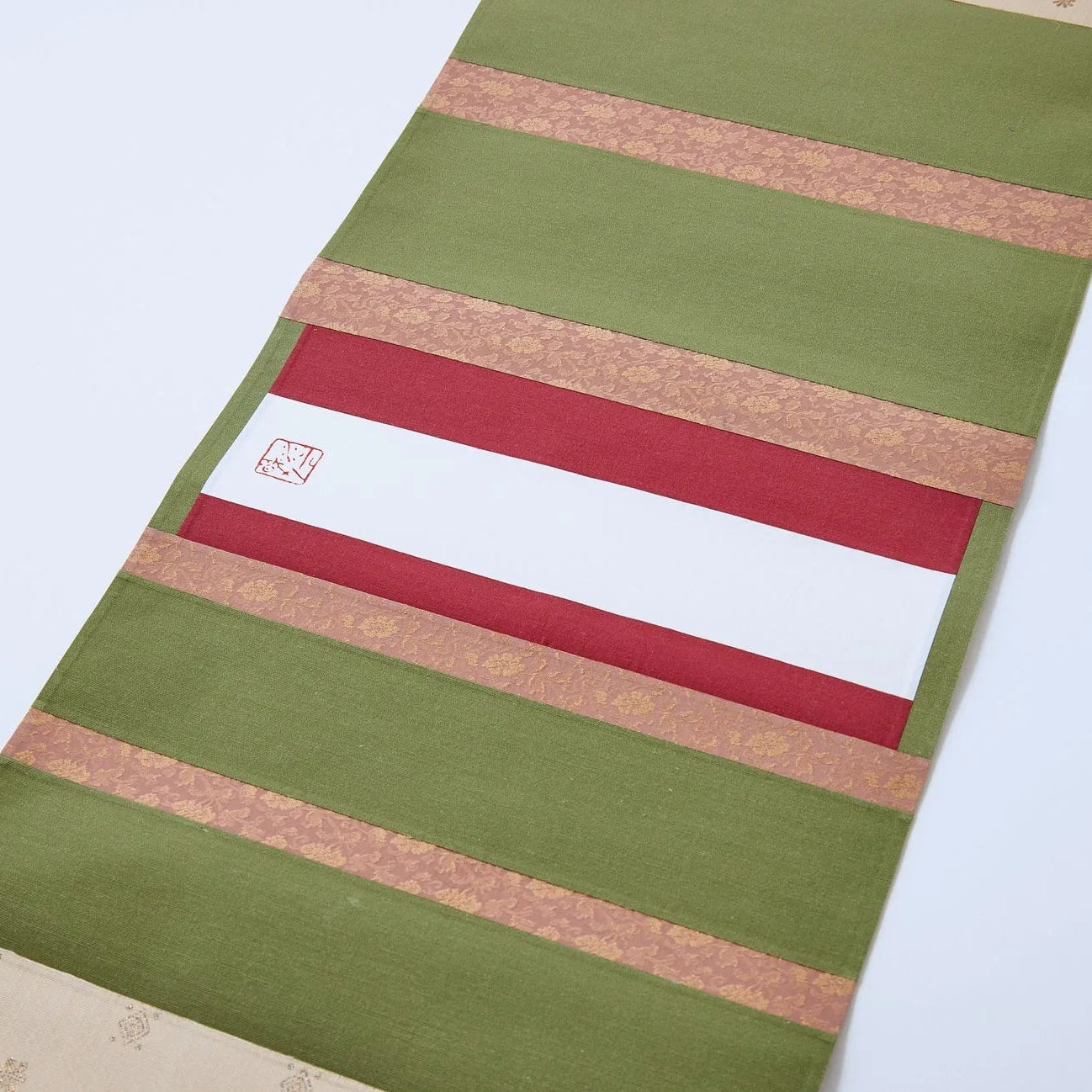 Japanese hanging scroll titled "Frame of Self, 'Hamburger'" featuring modern calligraphy and Zen-inspired art.