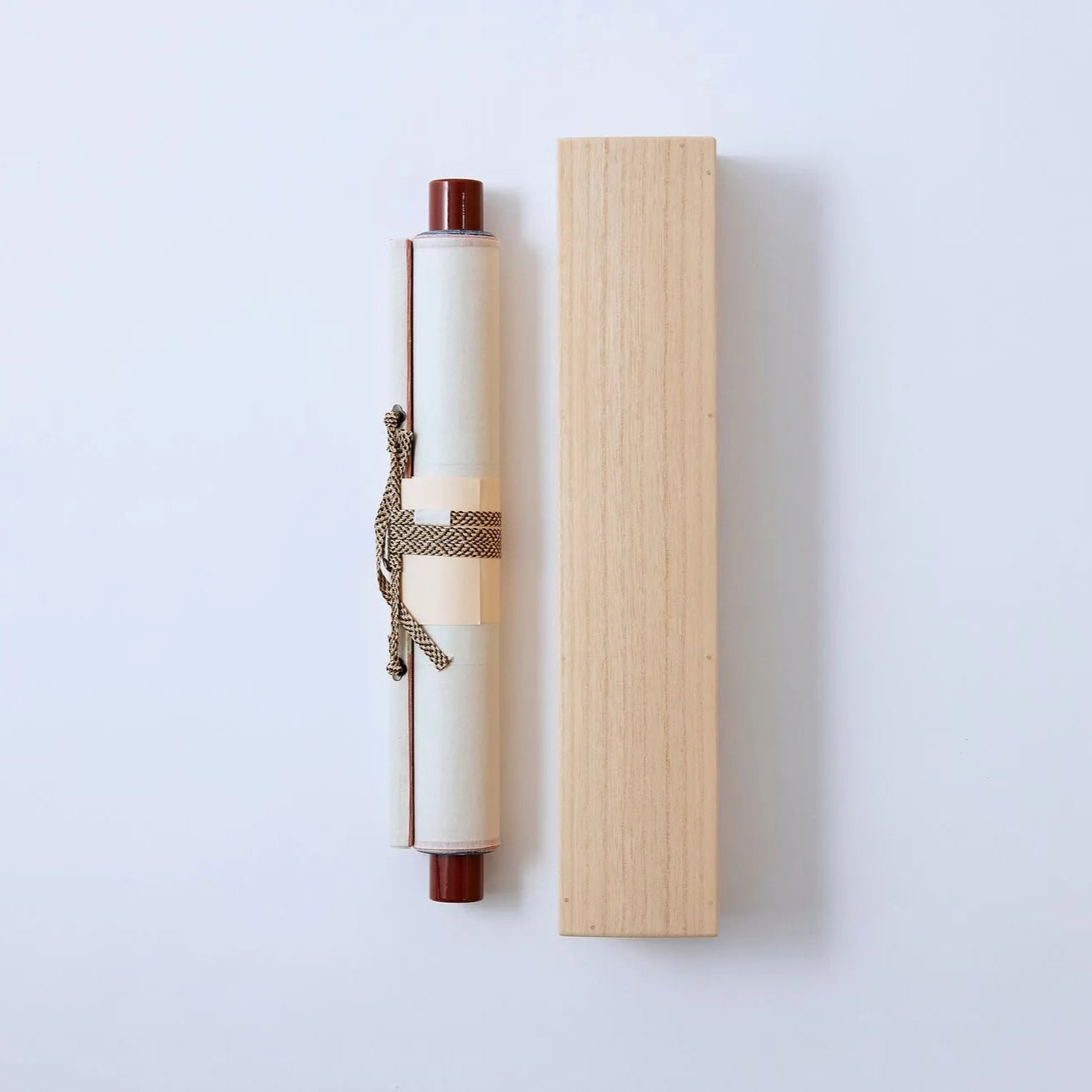 Japanese hanging scroll titled Frame of Self, inspired by Mondrian, minimalist abstract wall art.