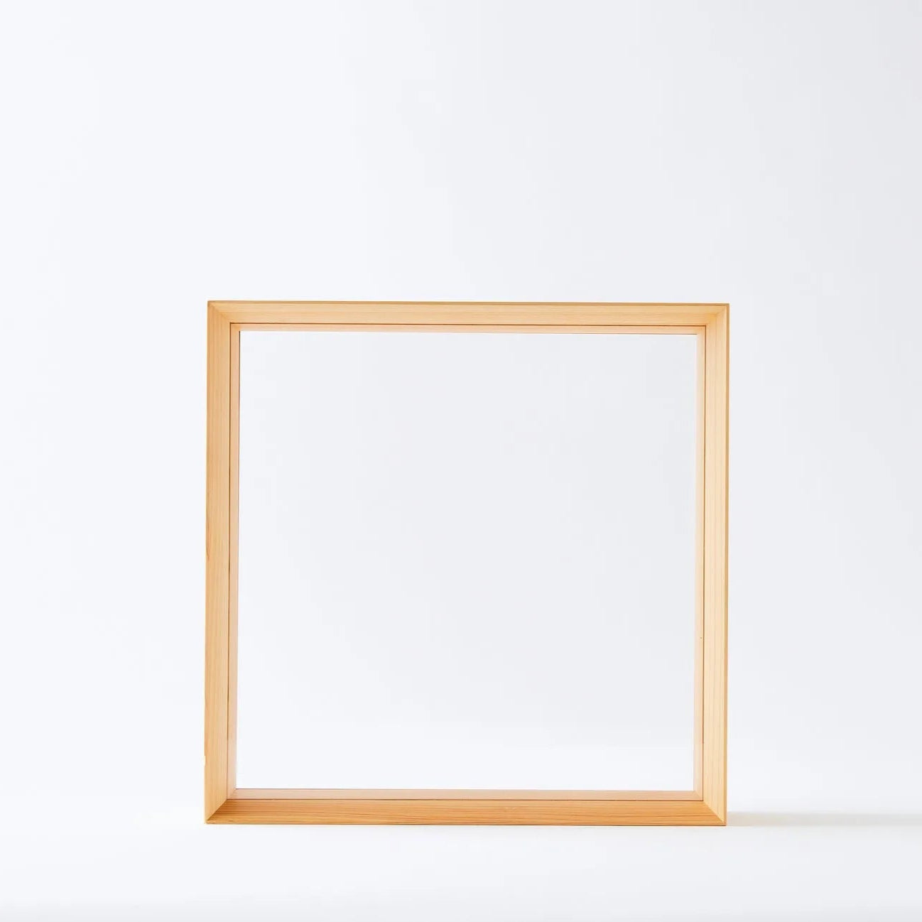 Handcrafted Japanese Hinoki wood square display frame for minimalist home decor.