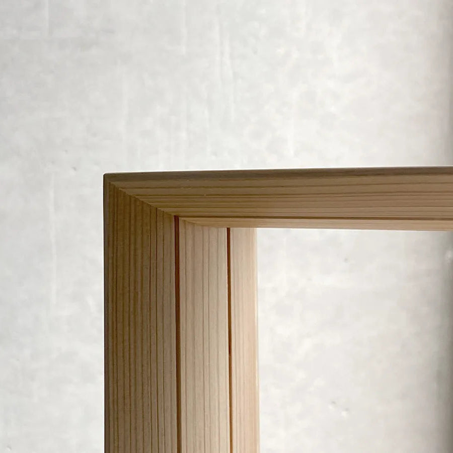 Handcrafted Japanese Hinoki wood square display frame for minimalist home decor.