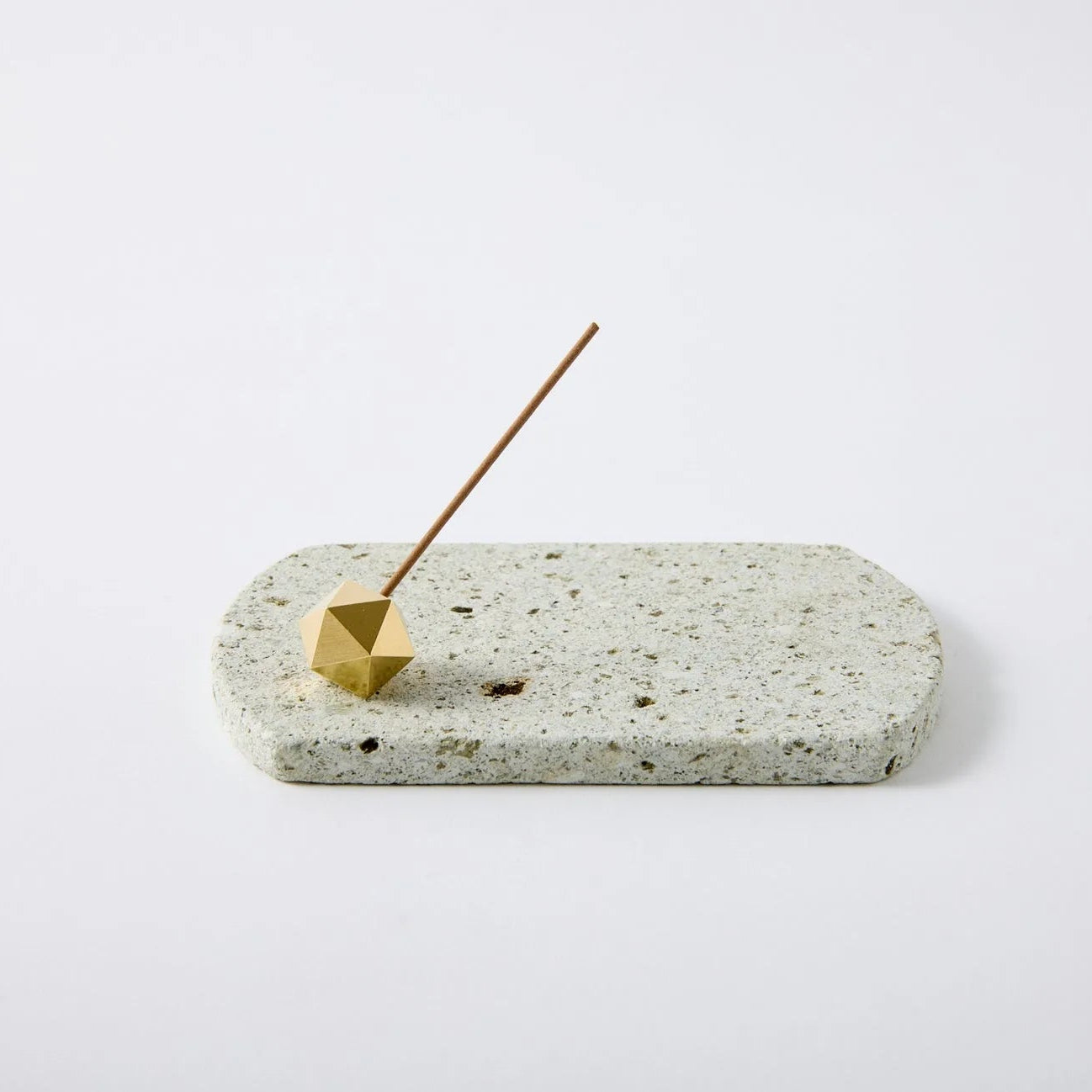 Japanese Oya stone incense set with plate and holder, perfect for minimalist aromatherapy and Zen rituals.