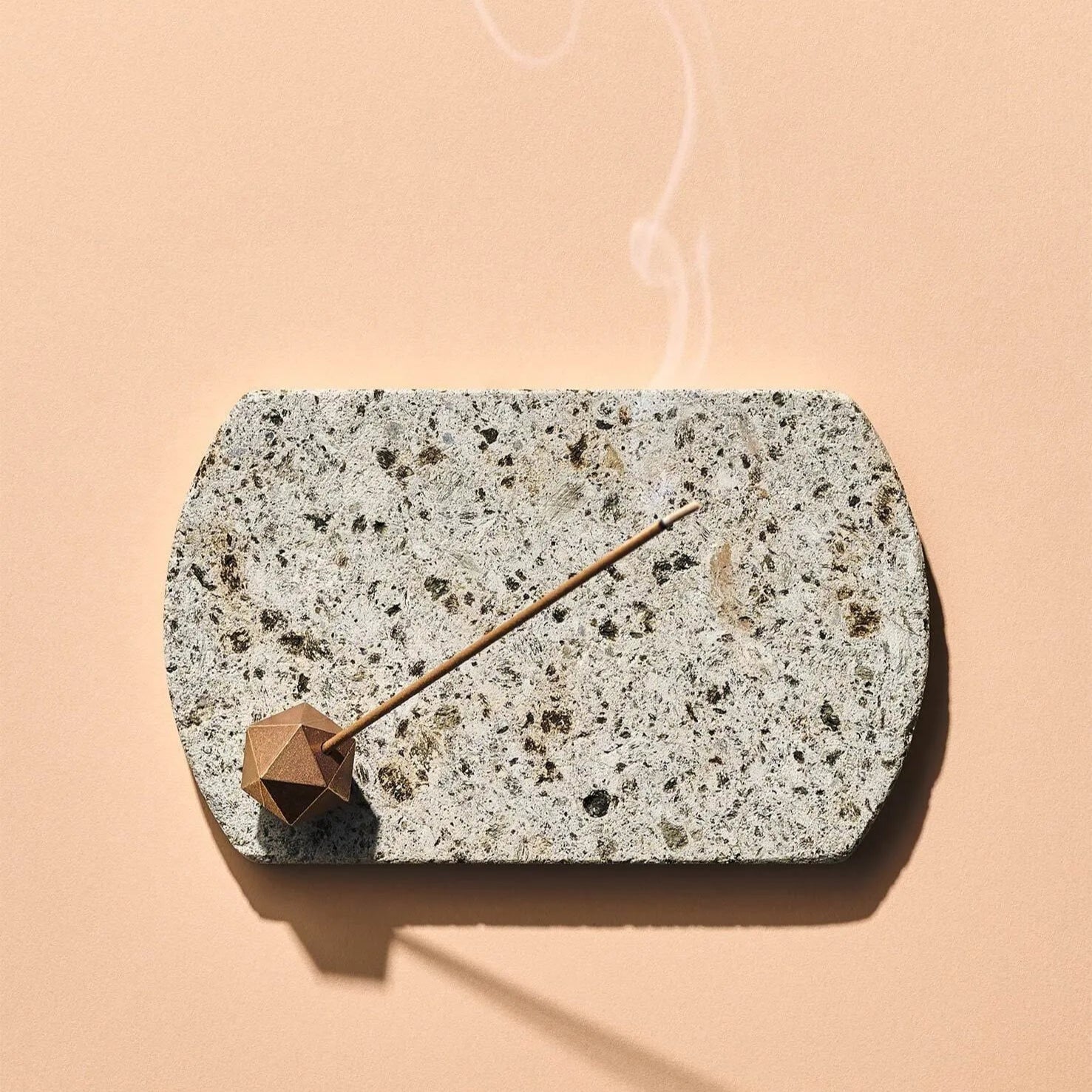Japanese Oya stone incense set with plate and holder, perfect for minimalist aromatherapy and Zen rituals.