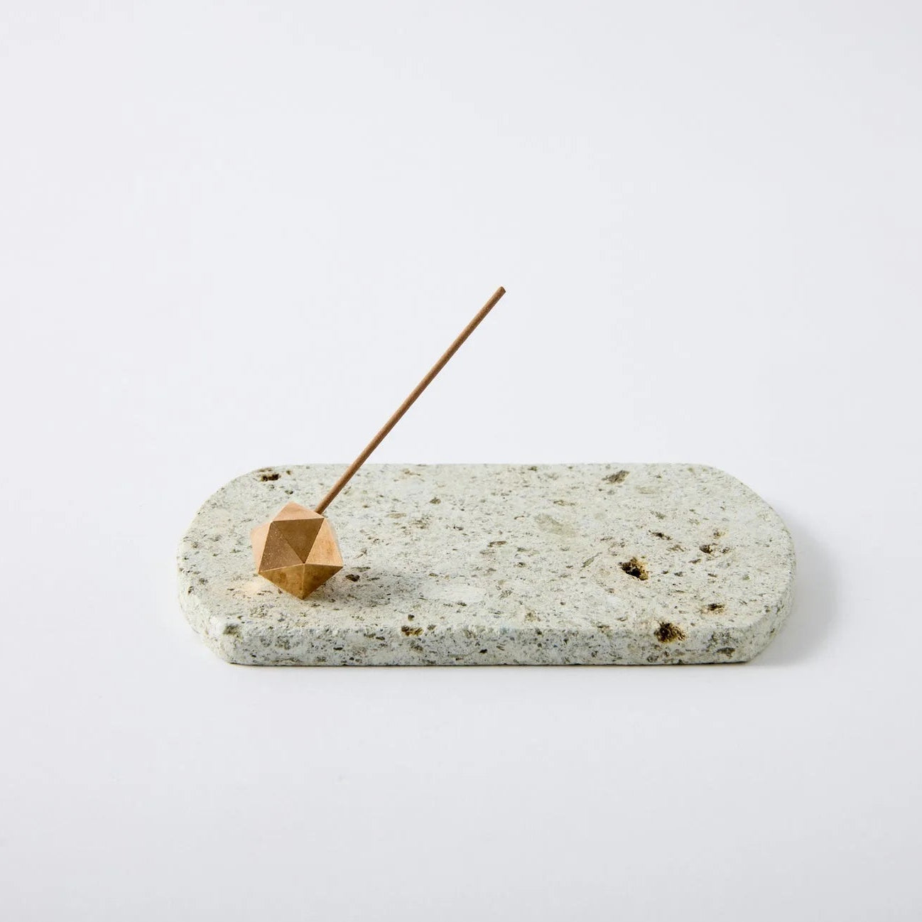 Japanese Oya stone incense set with plate and holder, perfect for minimalist aromatherapy and Zen rituals.