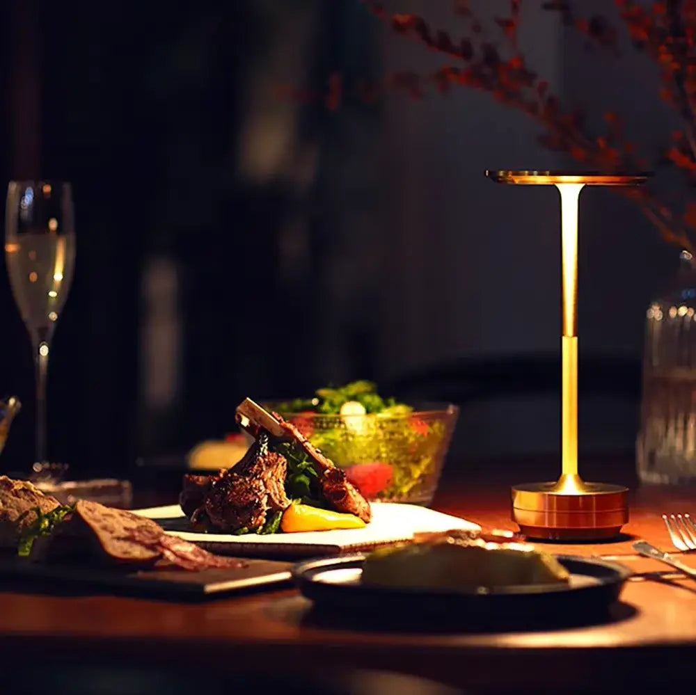 Japanese wireless LED touch lamp with dimmable, rechargeable design. Perfect for bedside, desk, and minimalist home decor.