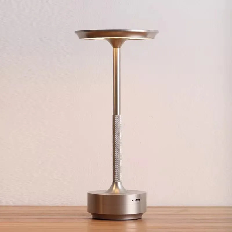 Japanese wireless LED touch lamp with dimmable, rechargeable design. Perfect for bedside, desk, and minimalist home decor.