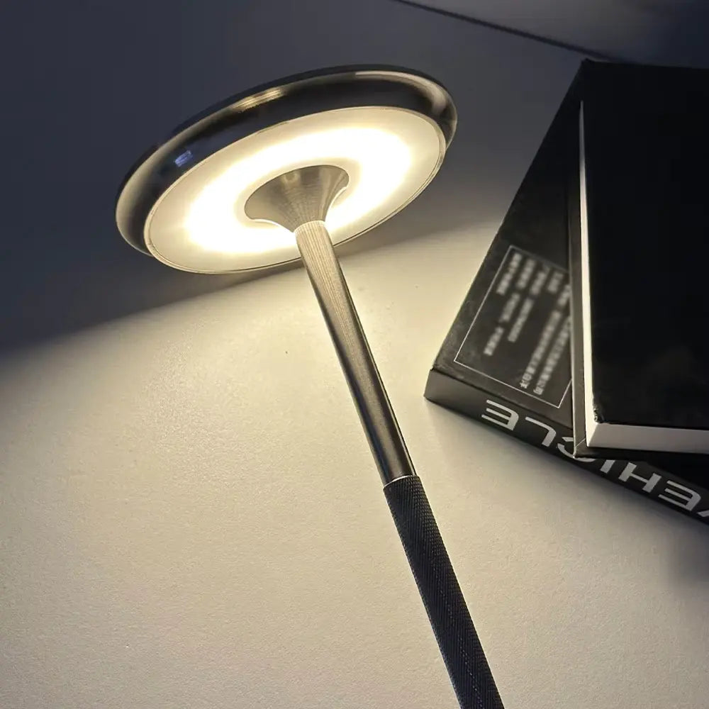 Japanese wireless LED touch lamp with dimmable, rechargeable design. Perfect for bedside, desk, and minimalist home decor.