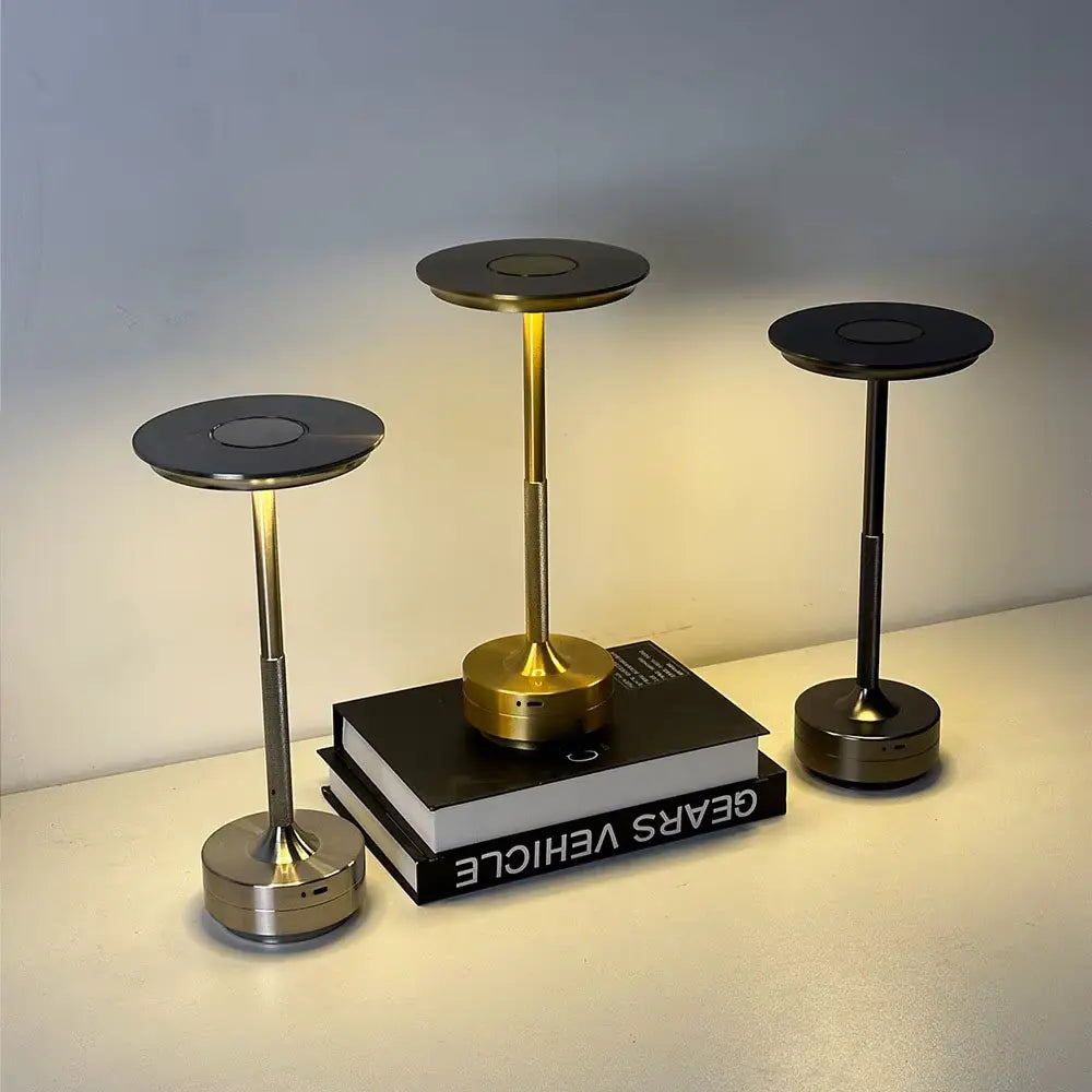 Japanese wireless LED touch lamp with dimmable, rechargeable design. Perfect for bedside, desk, and minimalist home decor.