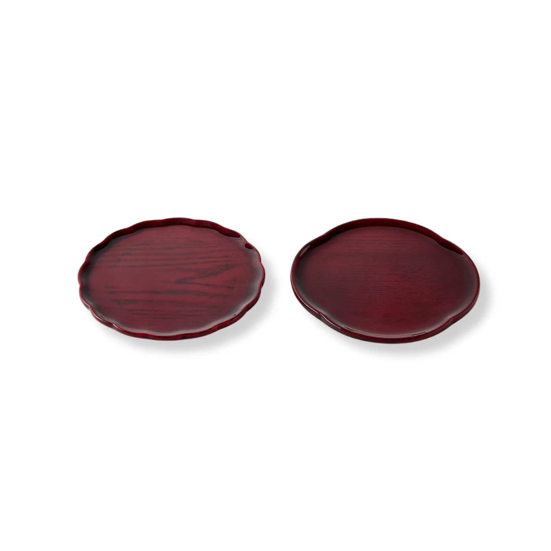 Japanese wooden plate set made from natural Hokkaido ash wood, minimalist traditional tableware for dining.