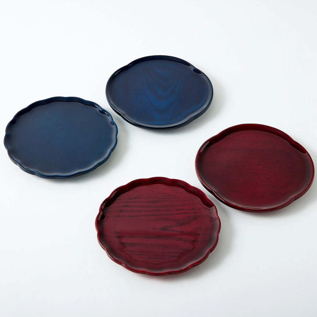 Japanese wooden plate set made from natural Hokkaido ash wood, minimalist traditional tableware for dining.