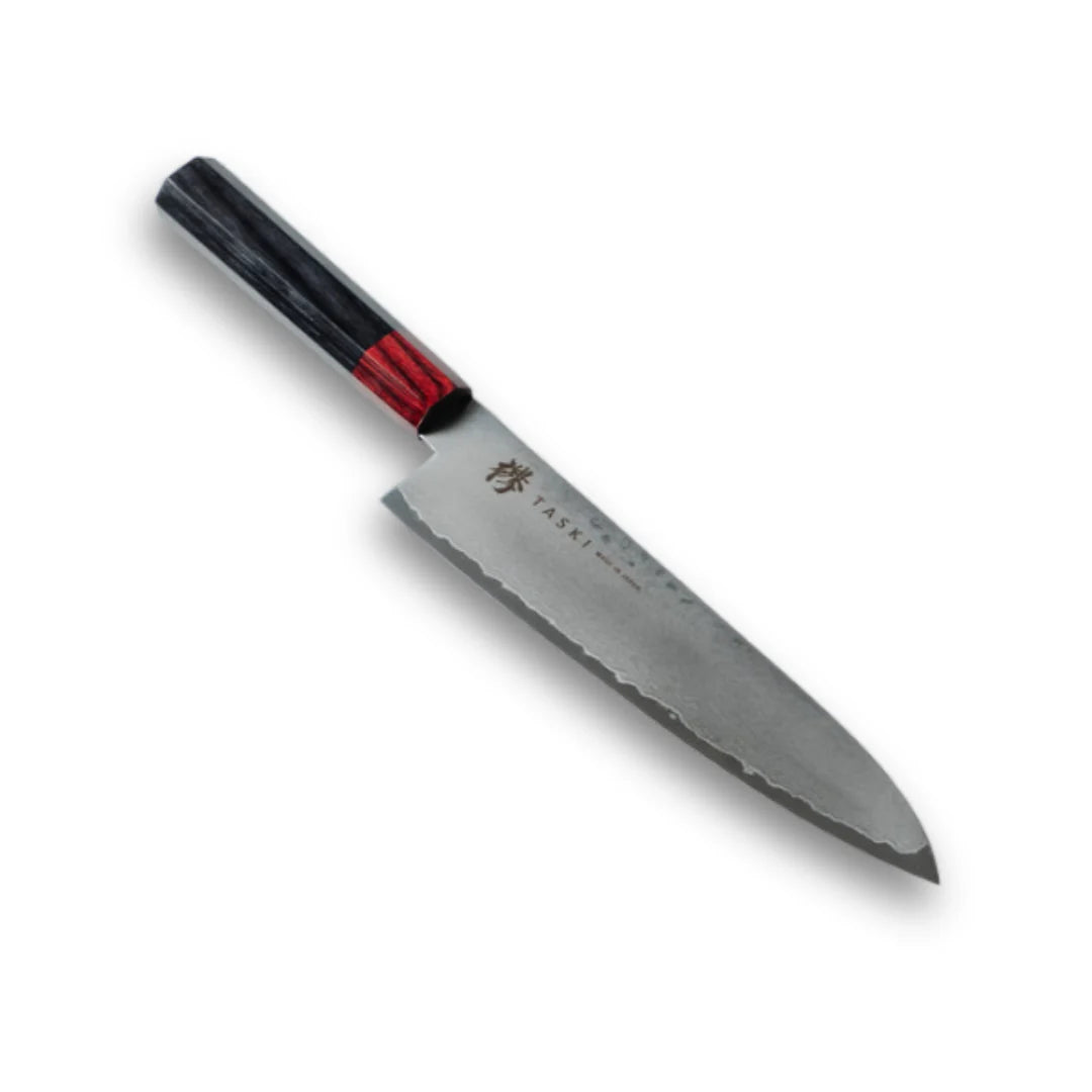 Kaizen 8.5-inch Japanese chef knife with lightweight blade and octagonal handle for precision cutting.