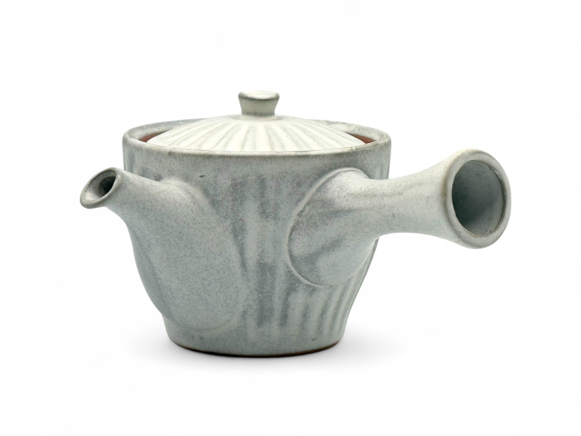 Kiku Kohiki rustic white Tokoname-yaki Kyusu Japanese teapot, traditional ceramic tea pot for brewing green tea.