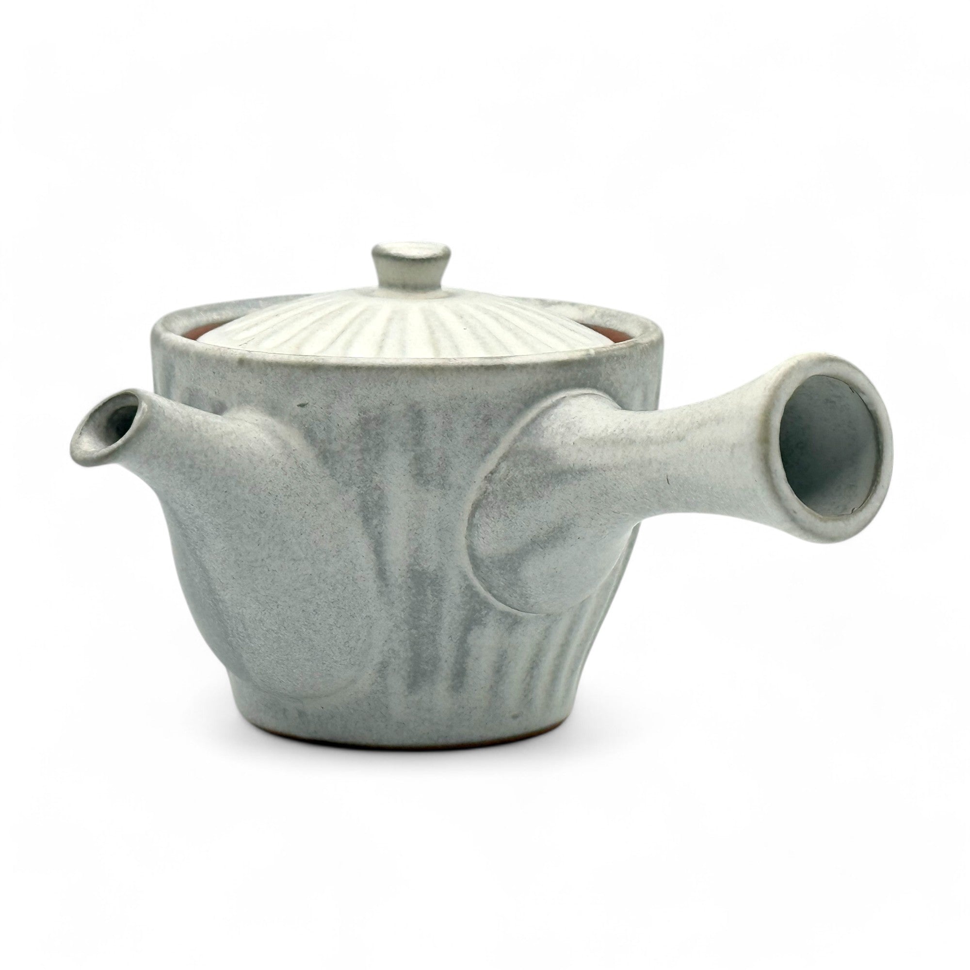 Kiku Kohiki rustic white Tokoname-yaki Kyusu Japanese teapot, traditional ceramic tea pot for brewing green tea.