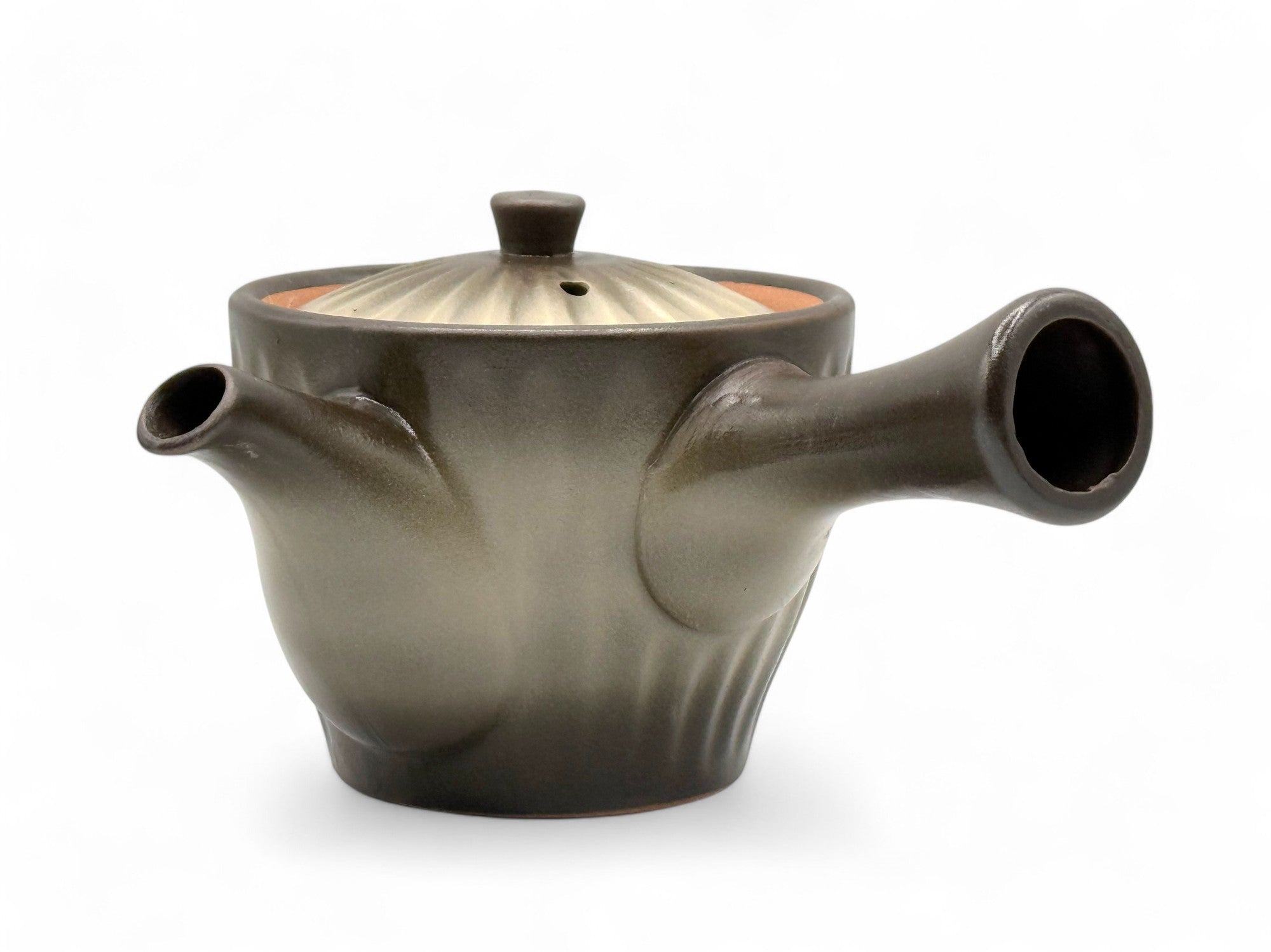 Kinsai Ibushi brown Tokoname-yaki Kyusu Japanese teapot, handcrafted traditional ceramic for authentic tea brewing.