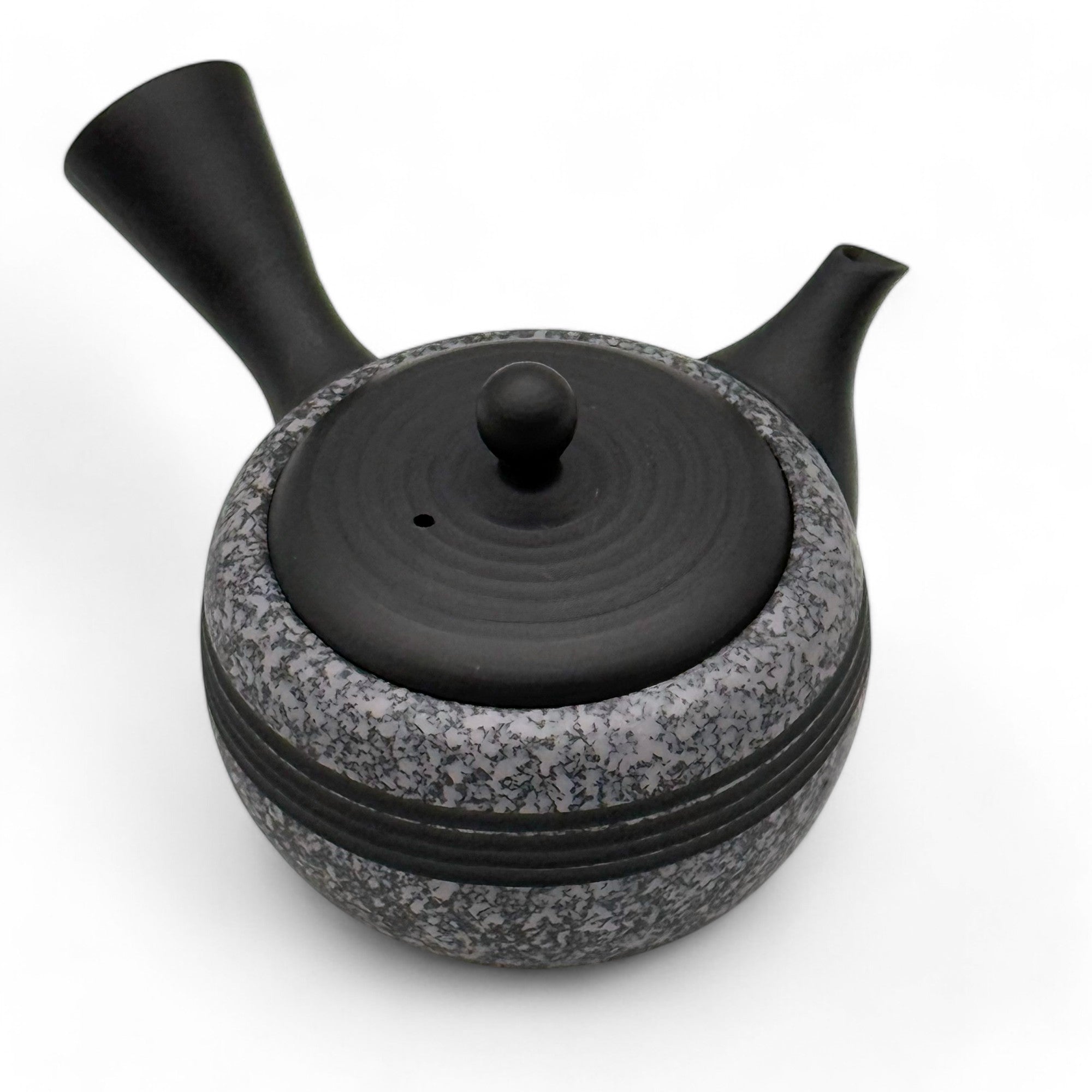 Komaru Gray Tokoname-yaki Kyusu Japanese teapot, traditional handcrafted ceramic for brewing green tea.