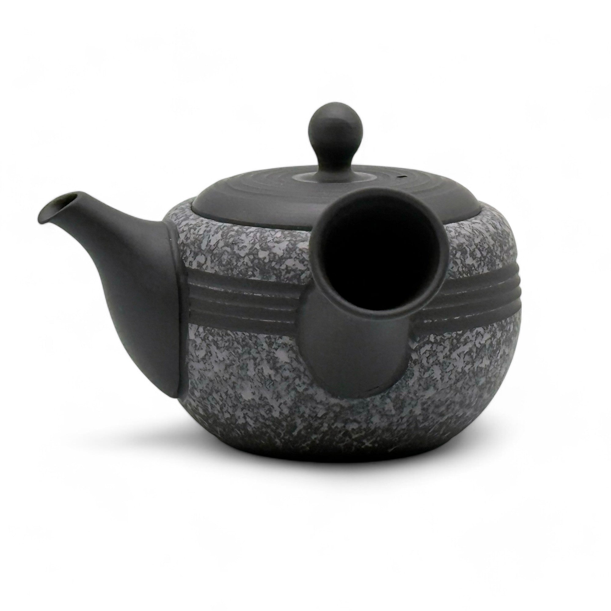 Komaru Gray Tokoname-yaki Kyusu Japanese teapot, traditional handcrafted ceramic for brewing green tea.