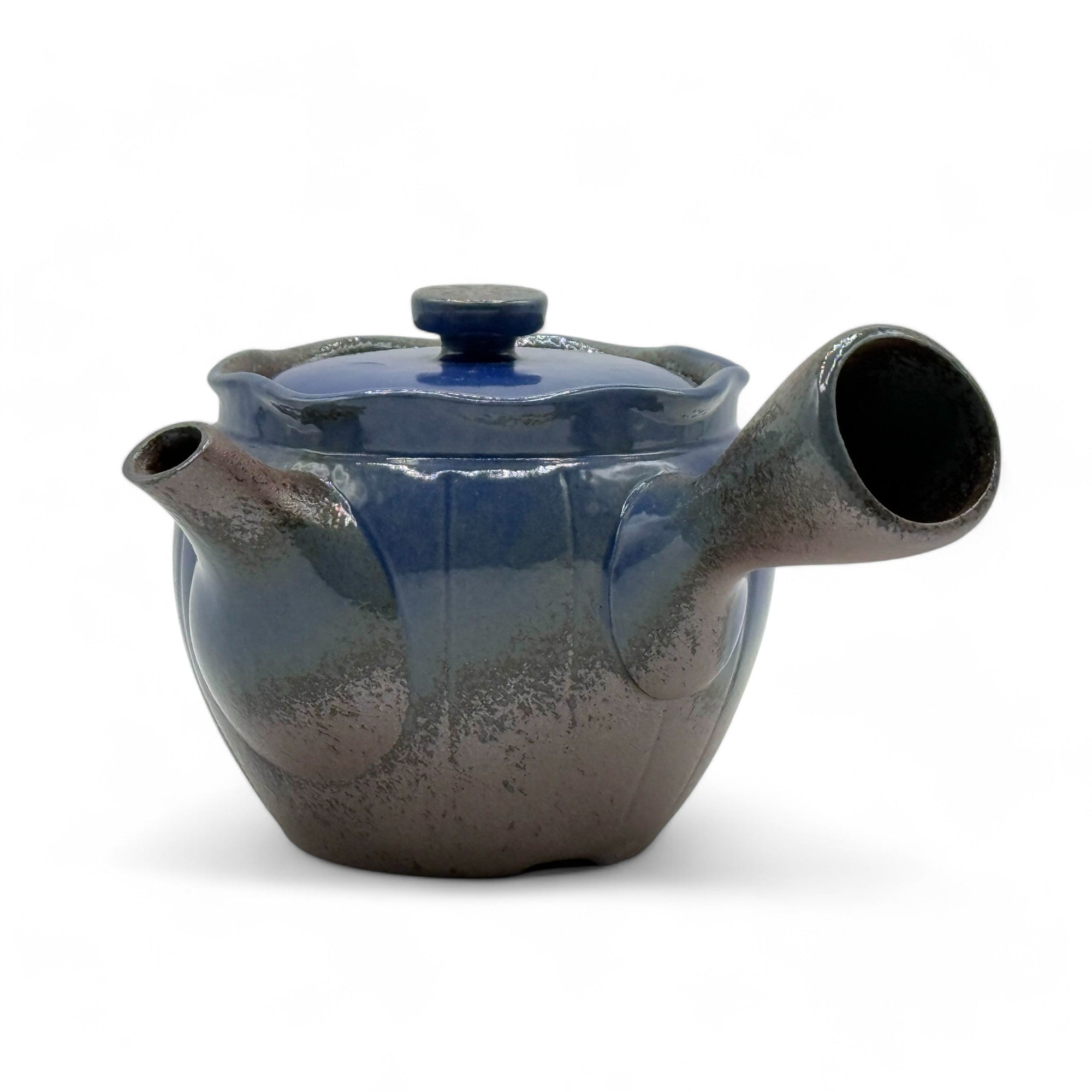Maruyoshi Toki blue Banko-yaki kyusu Japanese teapot – handmade ceramic teapot for brewing green tea.