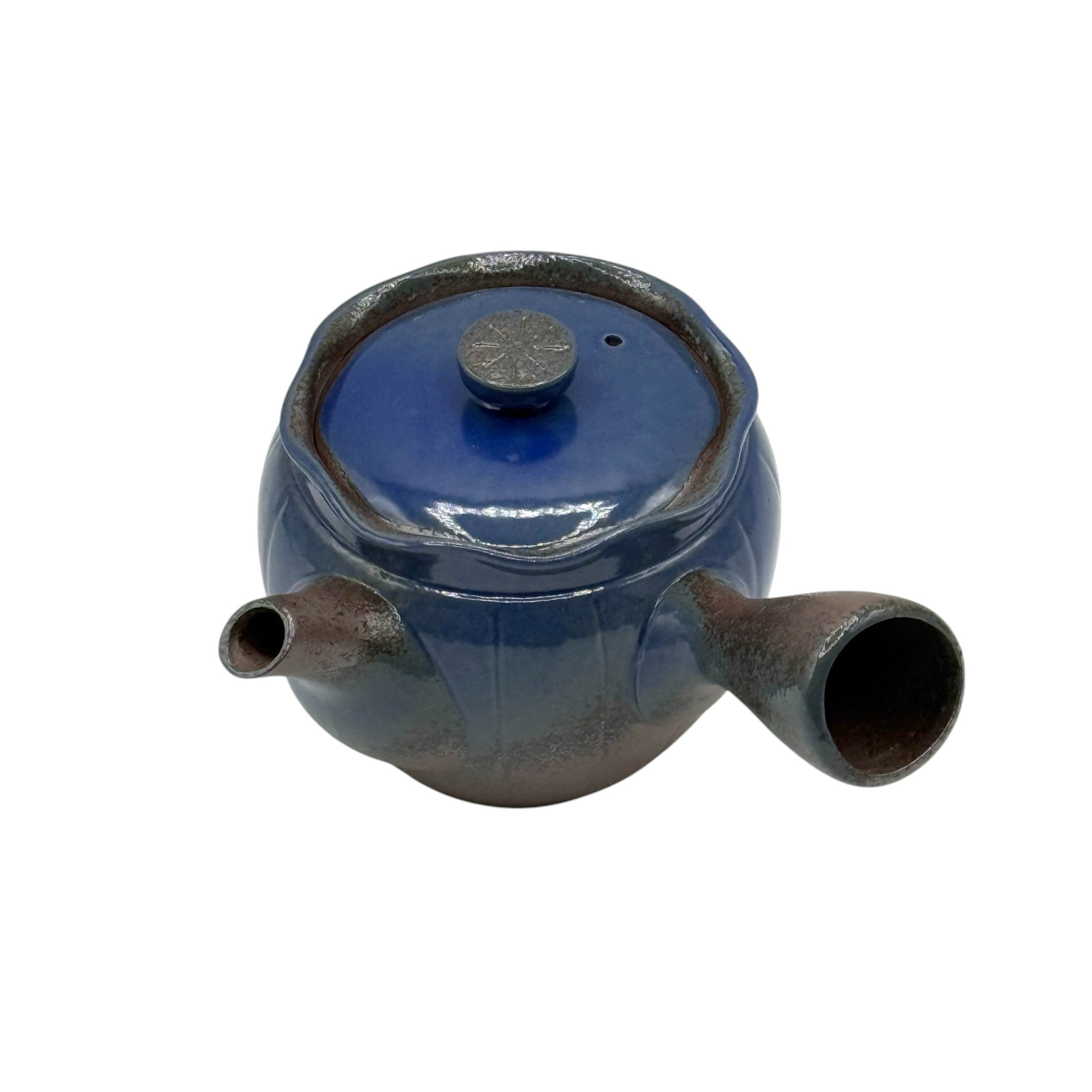 Maruyoshi Toki blue Banko-yaki kyusu Japanese teapot – handmade ceramic teapot for brewing green tea.