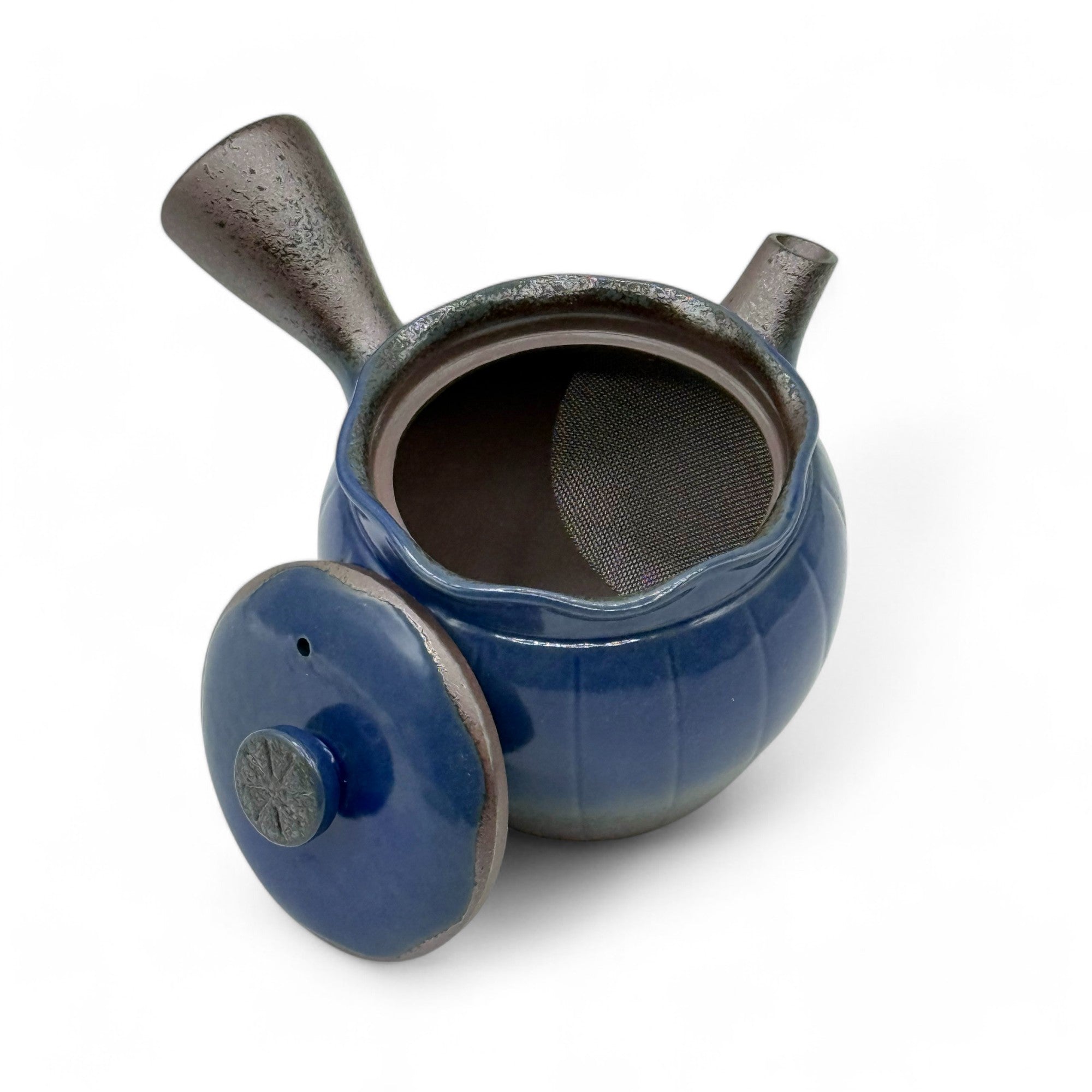 Maruyoshi Toki blue Banko-yaki kyusu Japanese teapot – handmade ceramic teapot for brewing green tea.
