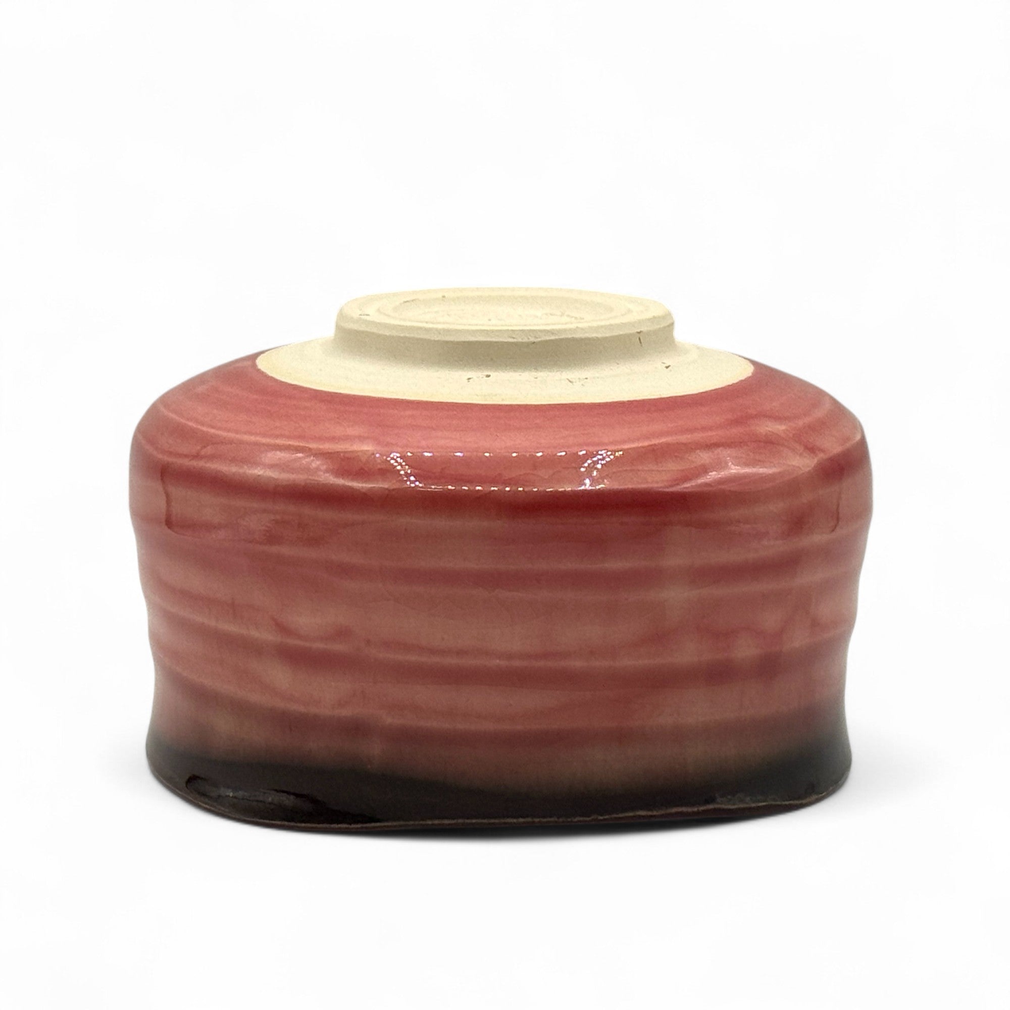 Handcrafted Mino-yaki Japanese matcha bowl (chawan) in pink glaze, traditional ceramic bowl for matcha tea ceremony and matcha preparation.