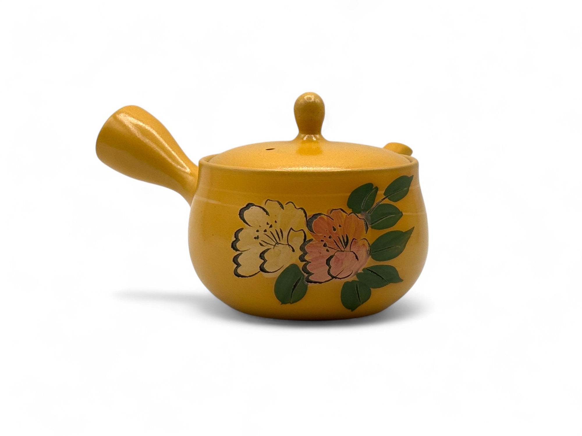 Mitsubachi Hana yellow Tokoname-yaki kyusu Japanese teapot – handmade ceramic teapot for loose leaf tea.
