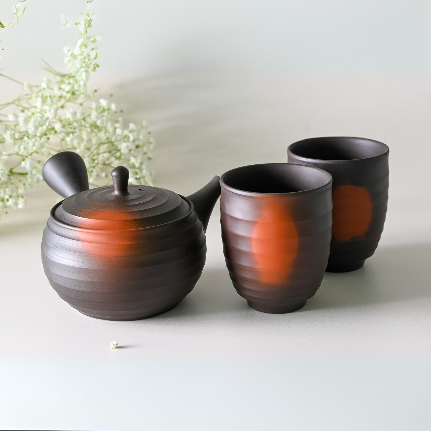 Satori Japanese Kyusu tea set – traditional ceramic teapot for authentic matcha and green tea ceremony.