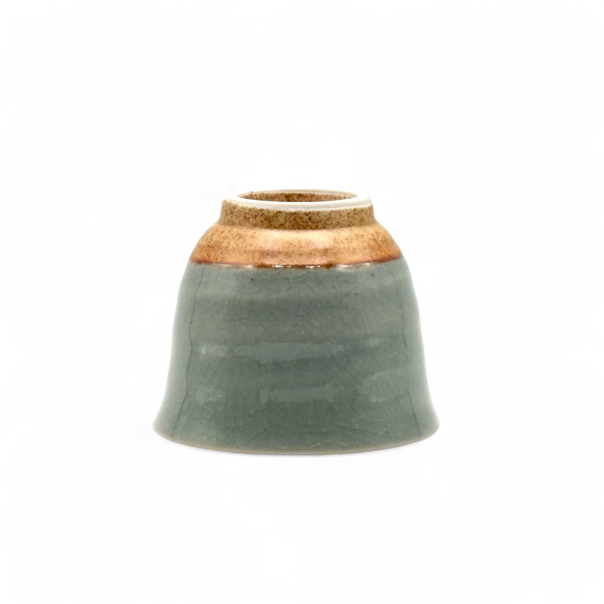 Handcrafted Mino-yaki Yunomi Japanese Sencha teacup with traditional glaze, perfect for daily tea rituals.