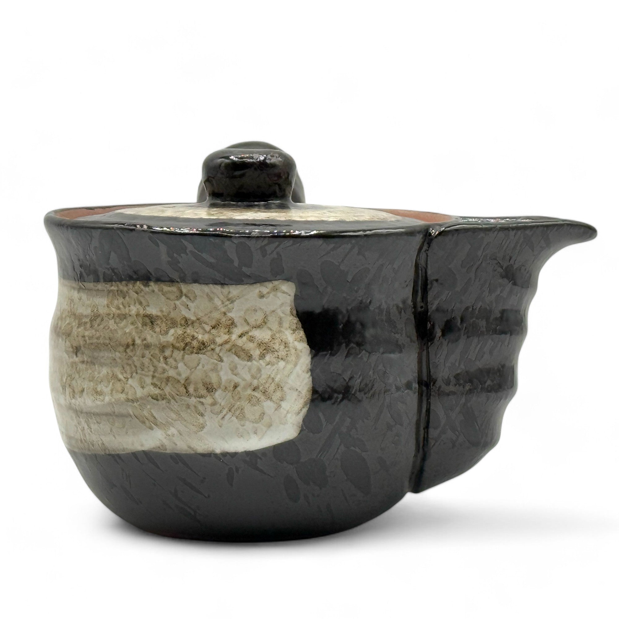 Shiro Hirokuchi brown Tokoname-yaki Kyusu Japanese teapot handcrafted in clay for authentic green tea brewing.