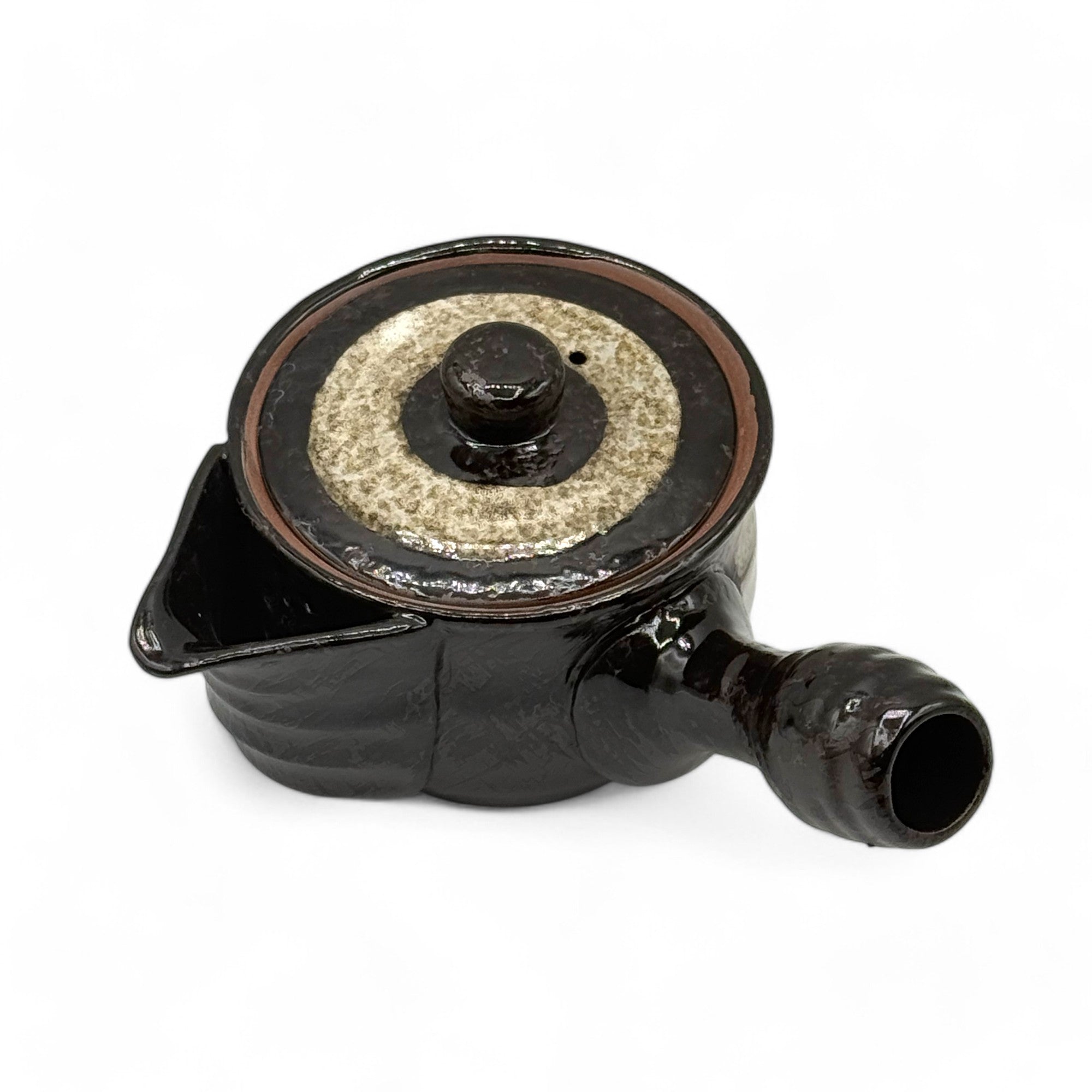 Shiro Hirokuchi brown Tokoname-yaki Kyusu Japanese teapot handcrafted in clay for authentic green tea brewing.
