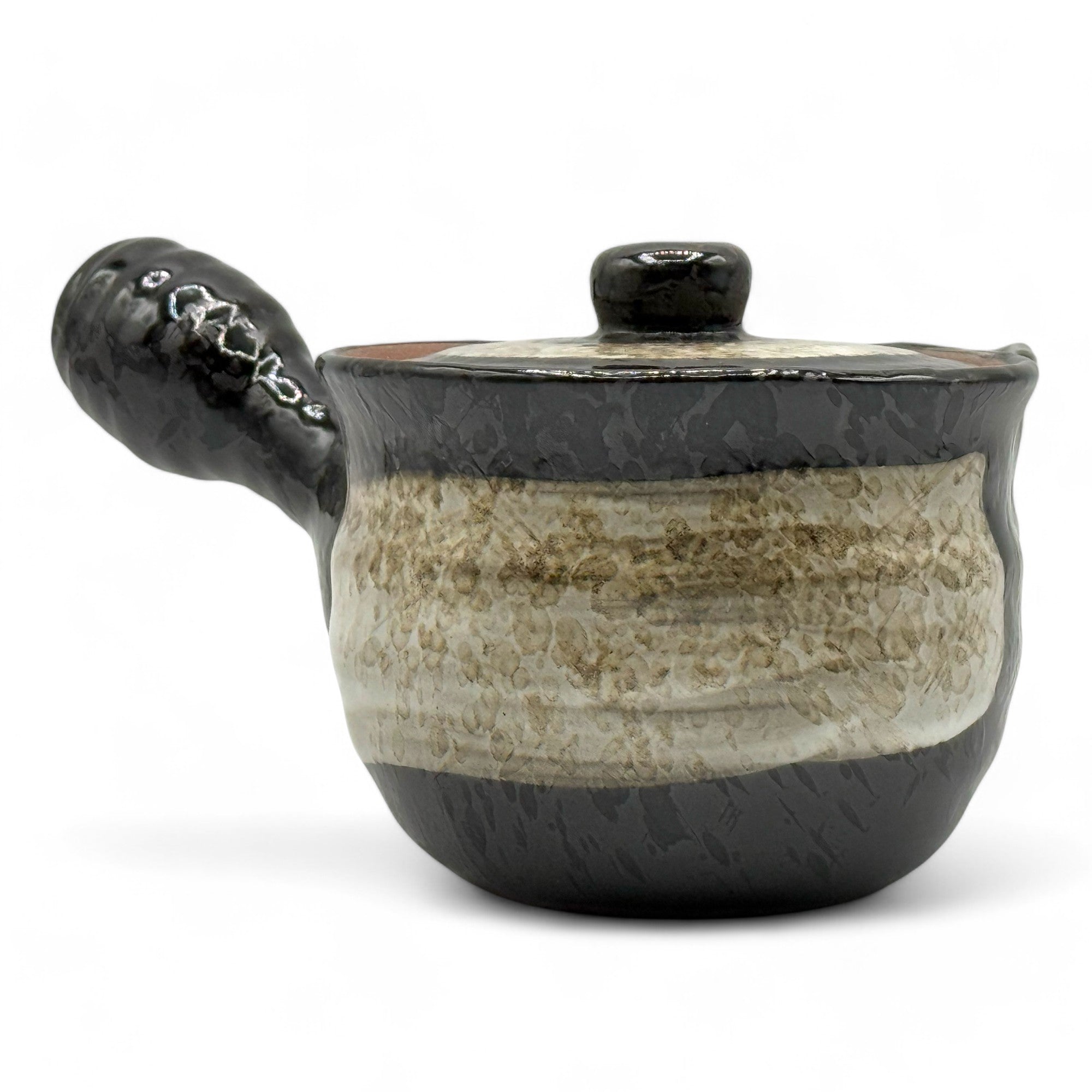 Shiro Hirokuchi brown Tokoname-yaki Kyusu Japanese teapot handcrafted in clay for authentic green tea brewing.