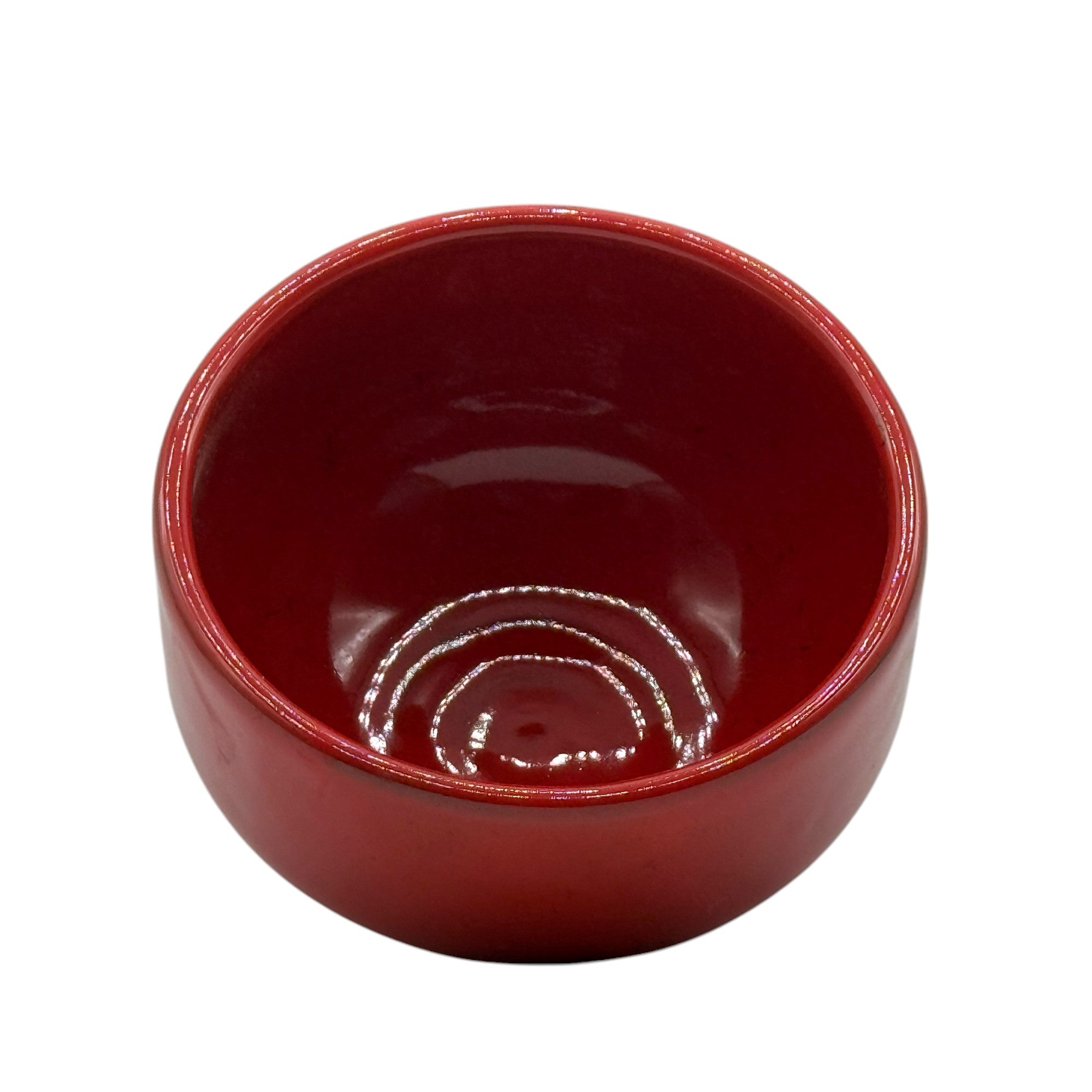 Showa red Mino-yaki matcha bowl handmade by Shotoen, authentic Japanese chawan for matcha tea ceremony.