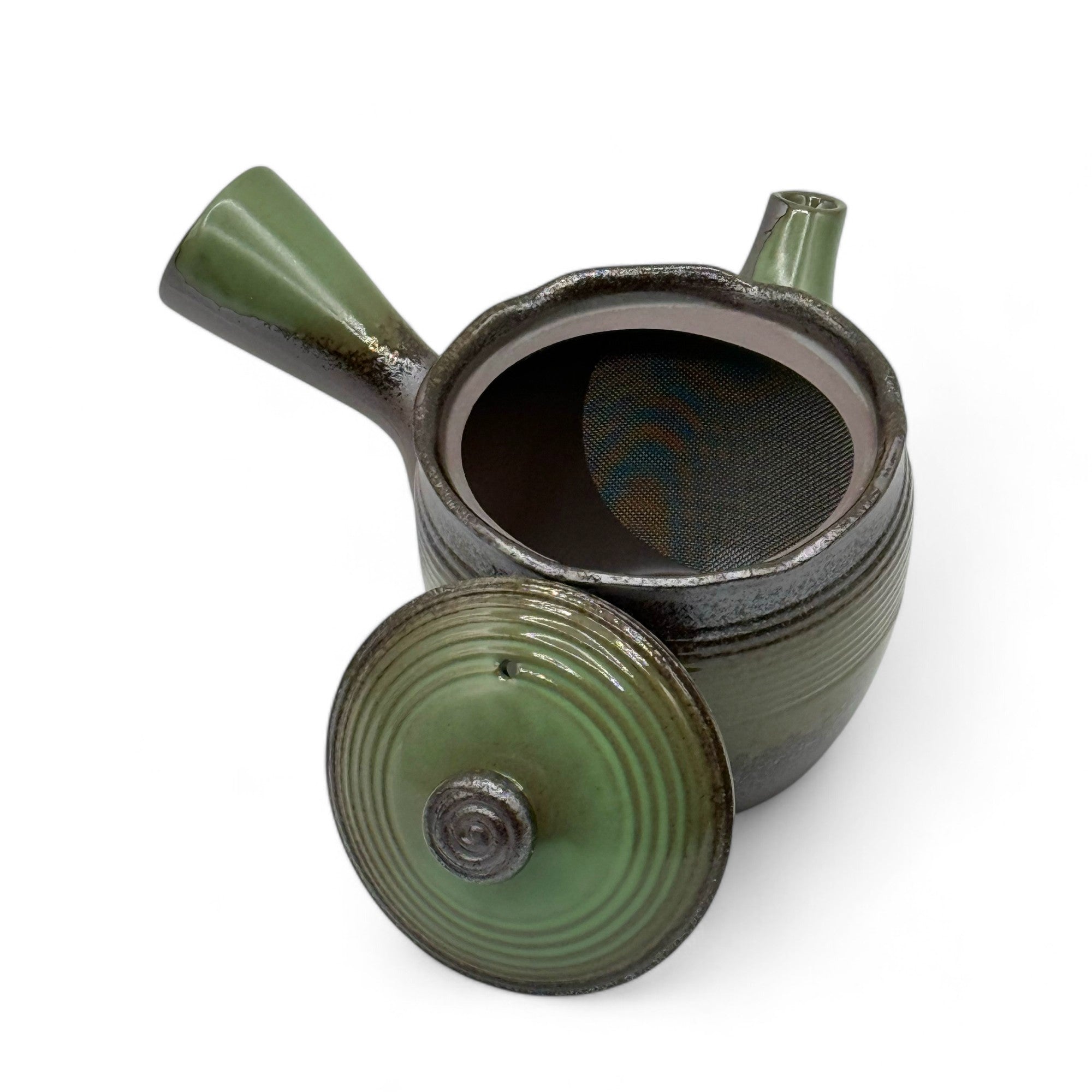 Tochi Green Banko-yaki Kyusu Japanese teapot – handmade ceramic teapot for authentic Japanese tea ceremony.