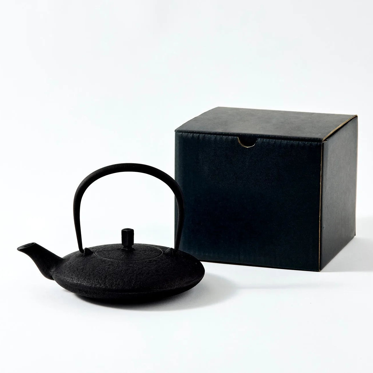 Tsukiha Japanese Black Nambu Ironware Moon Teapot, handcrafted cast iron teapot with elegant traditional design.