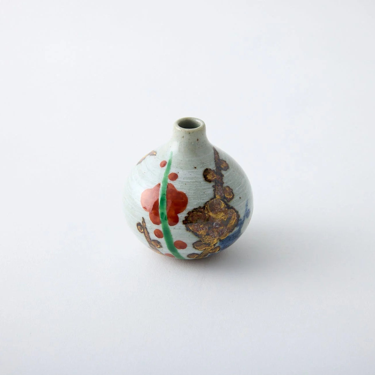 Yari Ume Tesai Kabin Japanese flower vase, traditional ceramic ikebana vase.