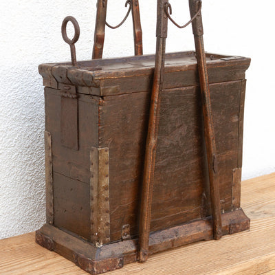 Antique Japanese Chōmen Dansu scale chest with handcrafted drawers, showcasing traditional joinery and historic Edo-period design.