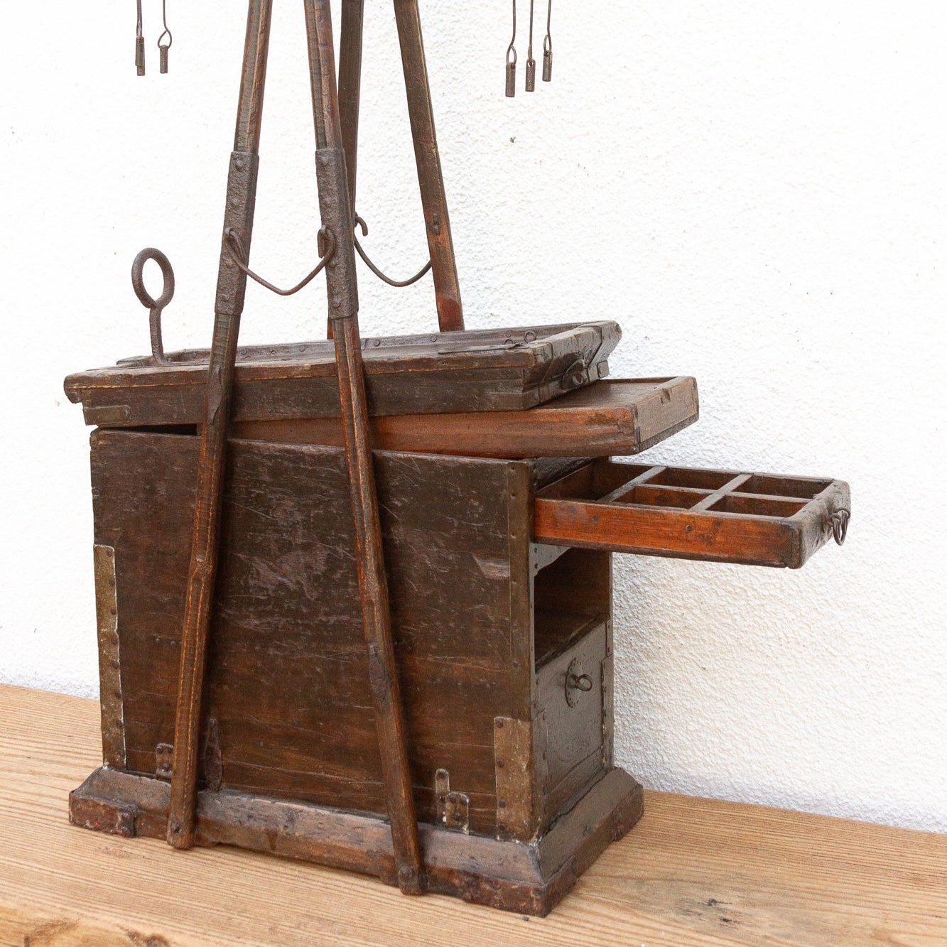 Antique Japanese Chōmen Dansu scale chest with handcrafted drawers, showcasing traditional joinery and historic Edo-period design.