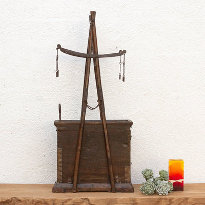 Antique Japanese Chōmen Dansu scale chest with handcrafted drawers, showcasing traditional joinery and historic Edo-period design.