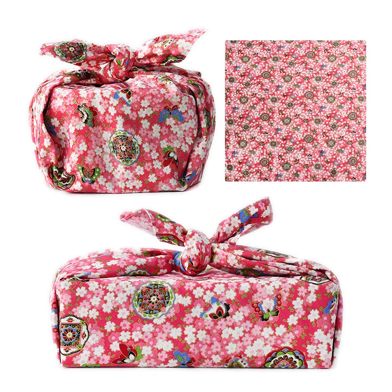 Eco-friendly Japanese furoshiki wrapping cloth in elegant traditional patterns, reusable for sustainable gift wrapping solutions.