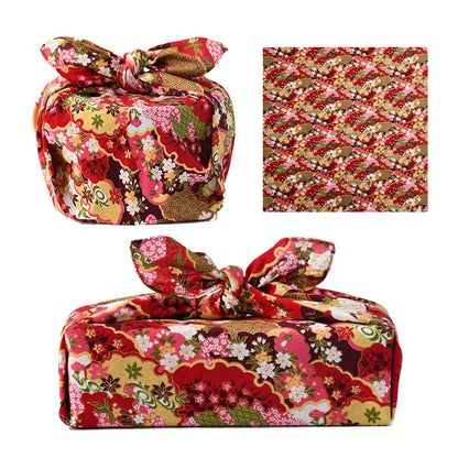 Eco-friendly Japanese furoshiki wrapping cloth in elegant traditional patterns, reusable for sustainable gift wrapping solutions.