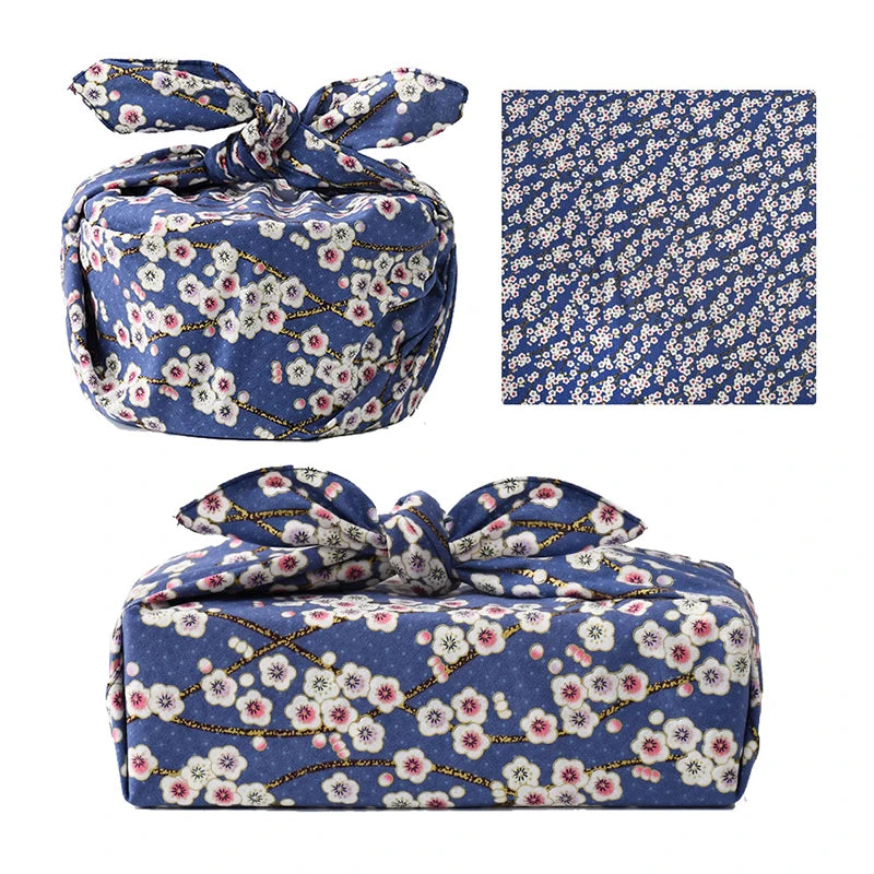 Eco-friendly Japanese furoshiki wrapping cloth in elegant traditional patterns, reusable for sustainable gift wrapping solutions.