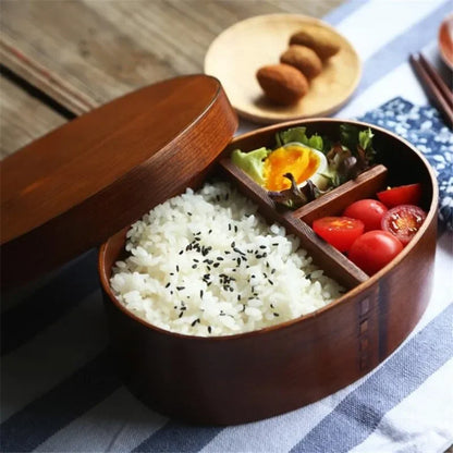 Eco-friendly wooden bento box with compartments for organized, sustainable meals - Japanese-inspired lunch box