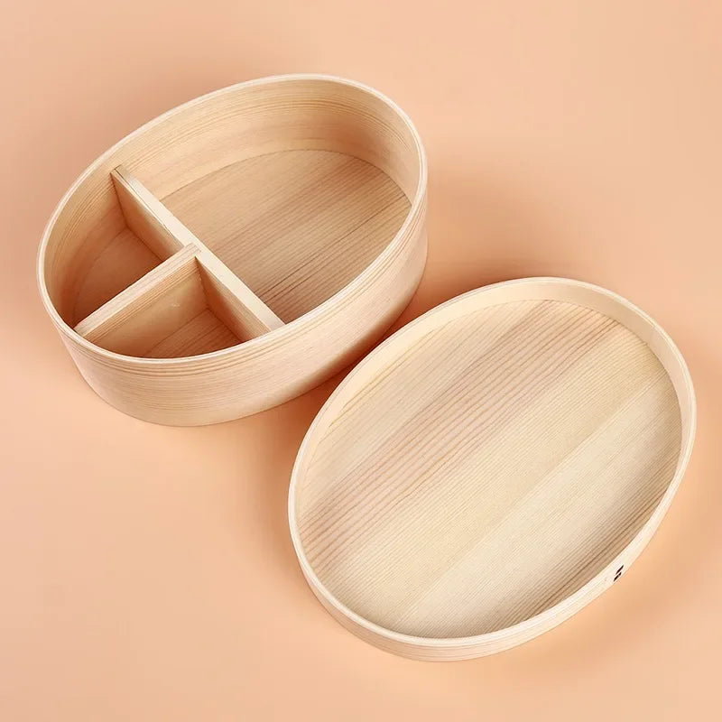 Eco-friendly wooden bento box with compartments for organized, sustainable meals - Japanese-inspired lunch box