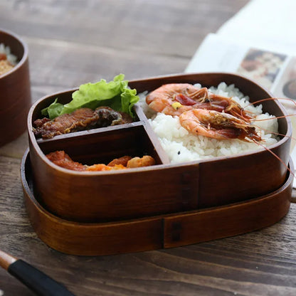 Eco-friendly wooden bento box with compartments for organized, sustainable meals - Japanese-inspired lunch box