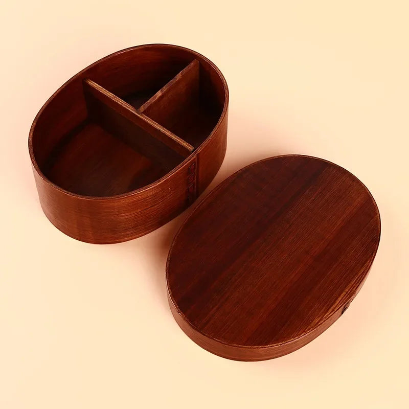 Eco-friendly wooden bento box with compartments for organized, sustainable meals - Japanese-inspired lunch box