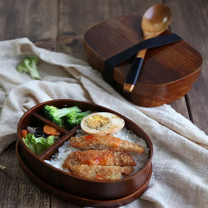 Eco-friendly wooden bento box with compartments for organized, sustainable meals - Japanese-inspired lunch box