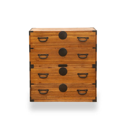 Fūga antique Japanese 2-piece tansu dresser with traditional wood joinery and iron hardware.