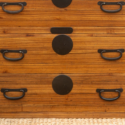 Fūga antique Japanese 2-piece tansu dresser with traditional wood joinery and iron hardware.
