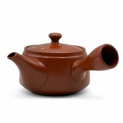 Fusensaku Hakubai White Blossom Red Tokoname-yaki Kyusu Japanese teapot for authentic loose leaf green tea brewing.