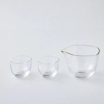 Fūtō handcrafted Edo Glass Japanese sake set with elegant traditional drinkware design.