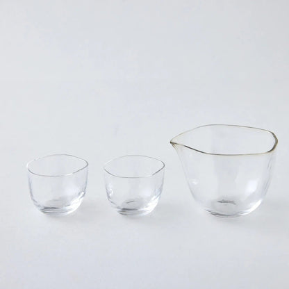 Fūtō handcrafted Edo Glass Japanese sake set with elegant traditional drinkware design.